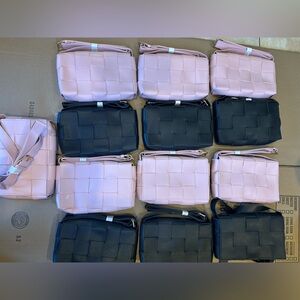 Woven Pink and Black Crossbody Bags